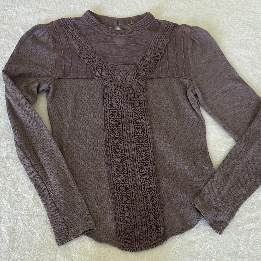 Free People Elegant Lace Detail Top